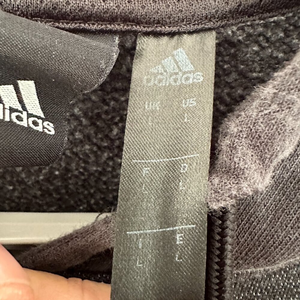 ADIDAS MEN'S GRAY & DARK GRAY HOODIE THREE -STRIPES ON THE CUFFS, L (LARGE) - Picture 13 of 13